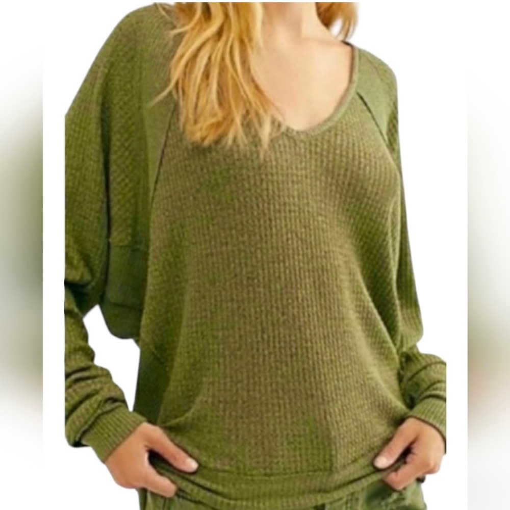 Free People Medium Santa Clara Thermal Top - Ferngully (Green)